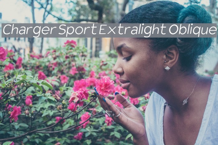 Charger Sport Extralight Oblique Font examples