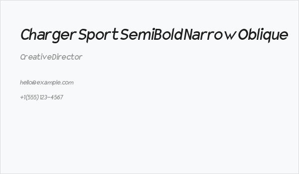 Charger Sport SemiBold Narrow Oblique Business Card