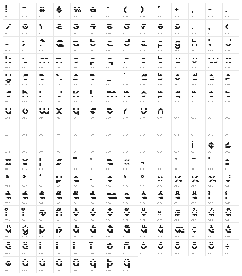 Charlie's Angles Halftone Character Map