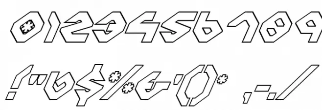 Charlie's Angles Italic Outline Font OTHER CHARS