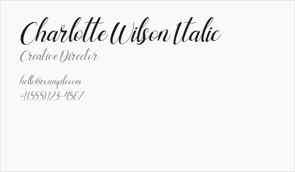 Charlotte Wilson Italic Business Card