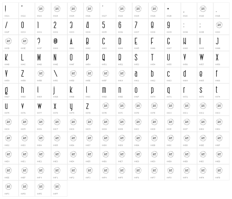 Charlotte sans Demo Regular Character Map