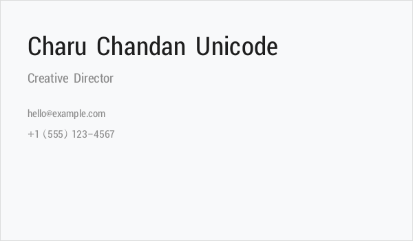Charu Chandan Unicode Business Card