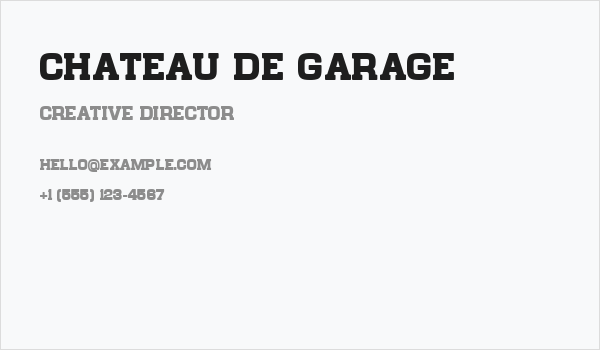 Chateau de Garage Business Card