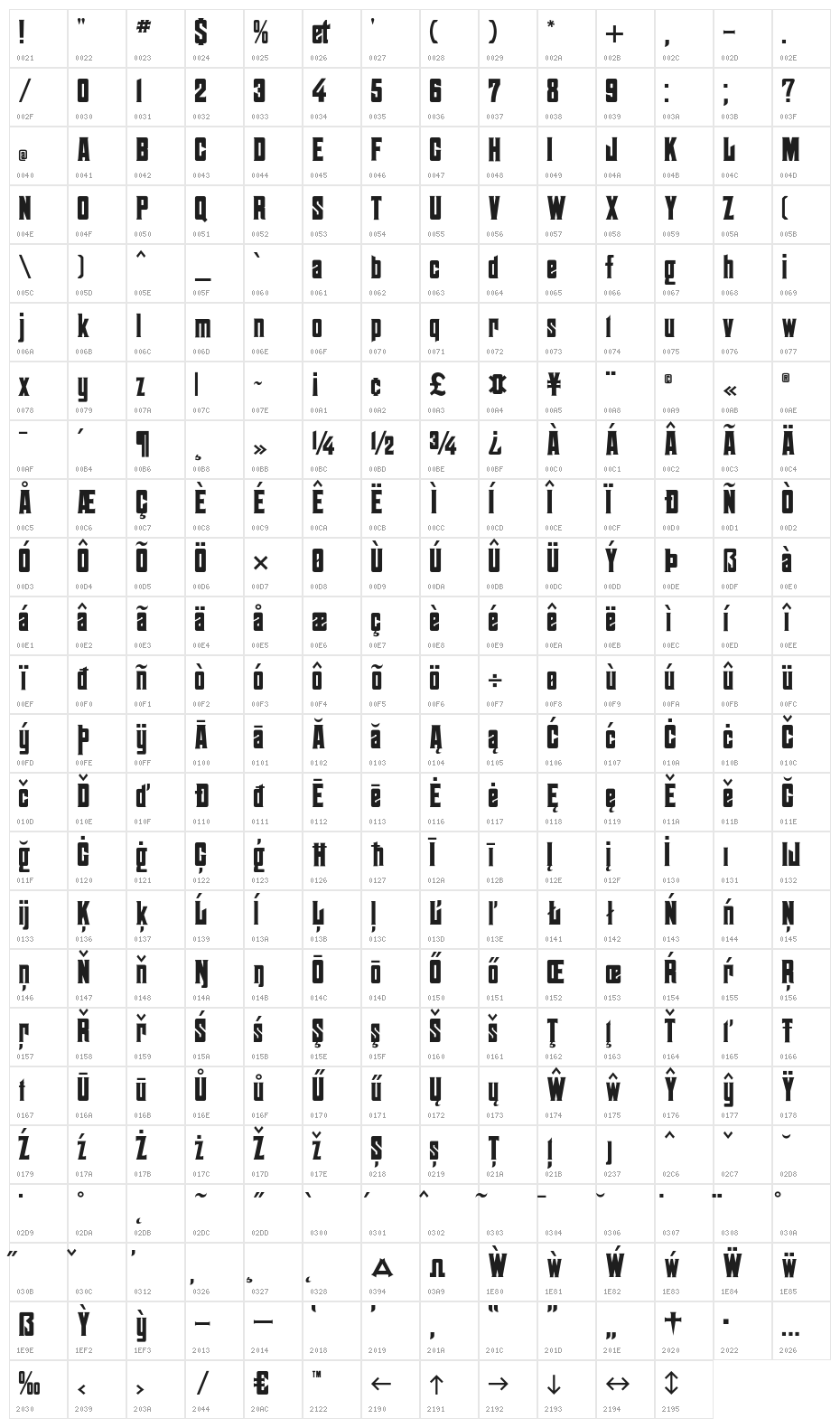 Chausson CF Bold Bold Character Map