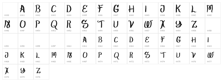 CheapFrames-Regular Character Map