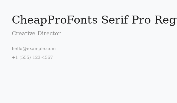 CheapProFonts Serif Pro Regular Business Card