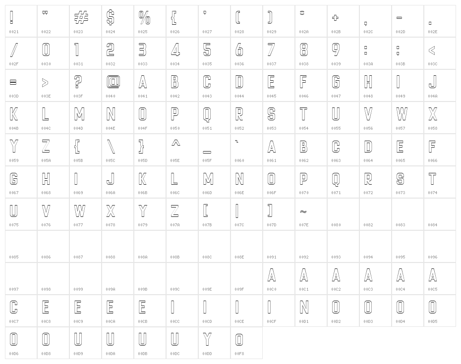 Cheapsman Free Outline Regular Character Map