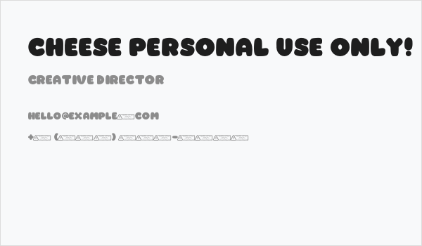 Cheese PERSONAL USE ONLY! Business Card