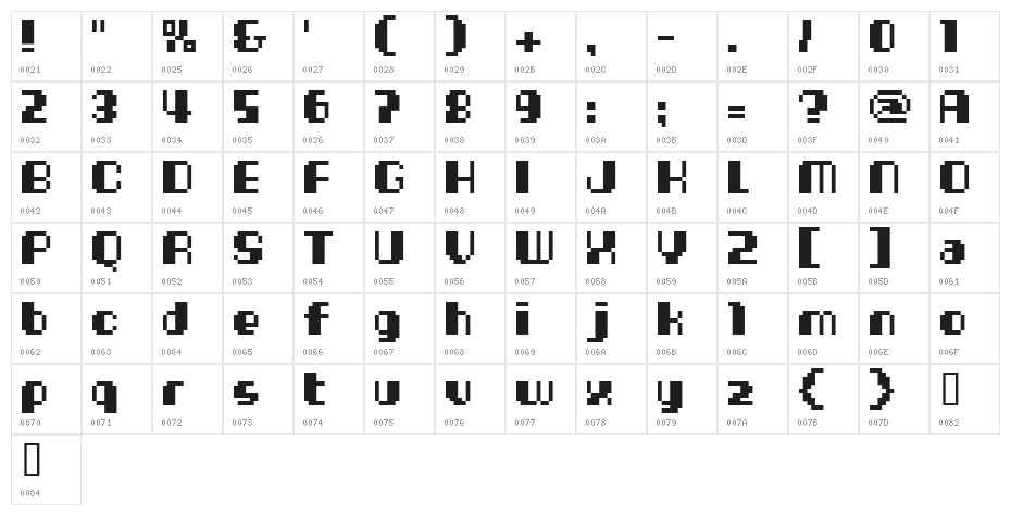 Cheese10bit Character Map