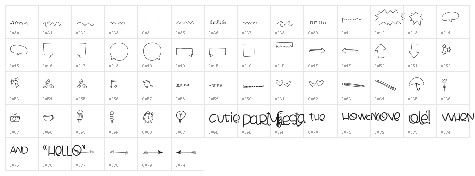 Cheesy Enchilada Doodles Regular Character Map