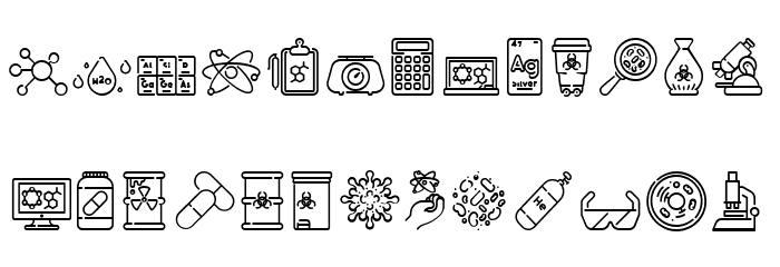 Chemistry Icon Font LOWERCASE