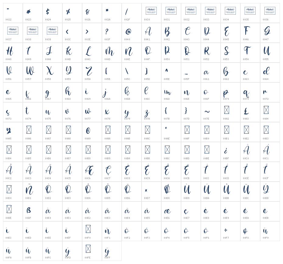 Cherish2 Character Map