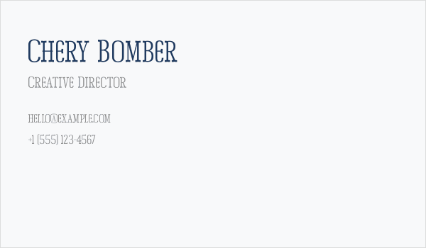 Chery Bomber Business Card