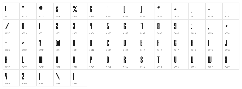 Chesterfield Regular Character Map