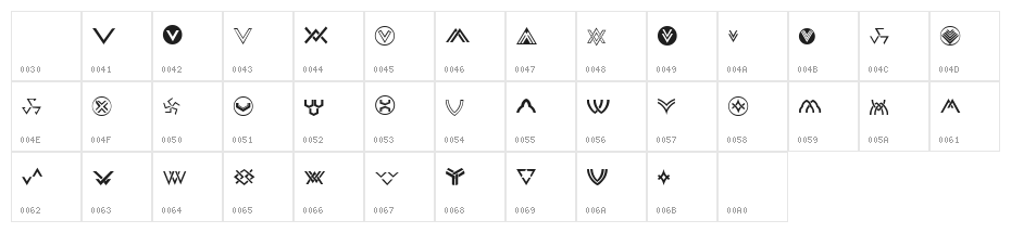 Chevron Dingbats Character Map