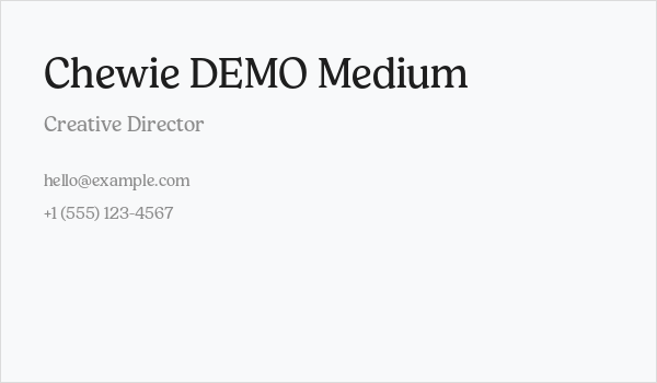 Chewie DEMO Medium Business Card