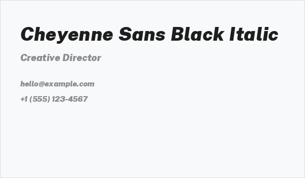 Cheyenne Sans Black Italic Business Card