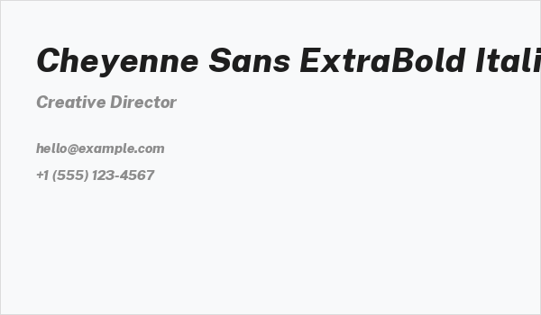 Cheyenne Sans ExtraBold Italic Business Card
