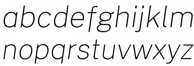 Cheyenne Sans Thin Italic Font LOWERCASE