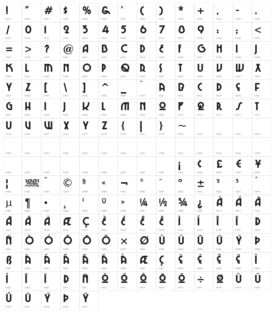 Chi-Town NF Character Map