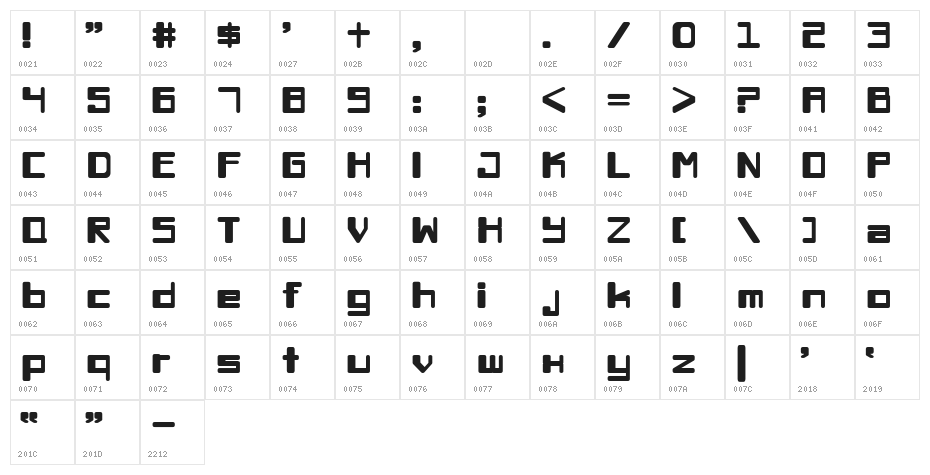 Chiaroscuro-Bold Character Map
