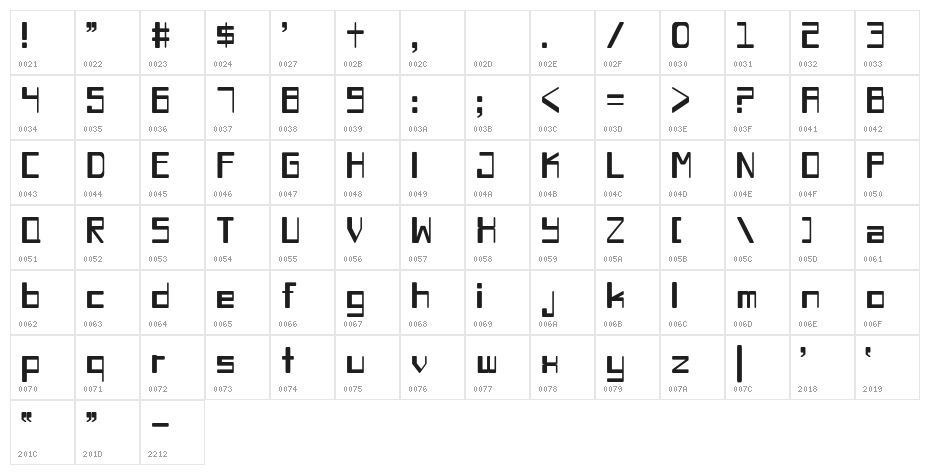 Chiaroscuro-Condensed Character Map