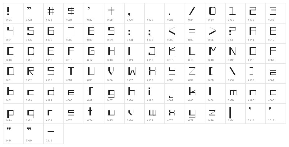 Chiaroscuro-ExtraLight Character Map