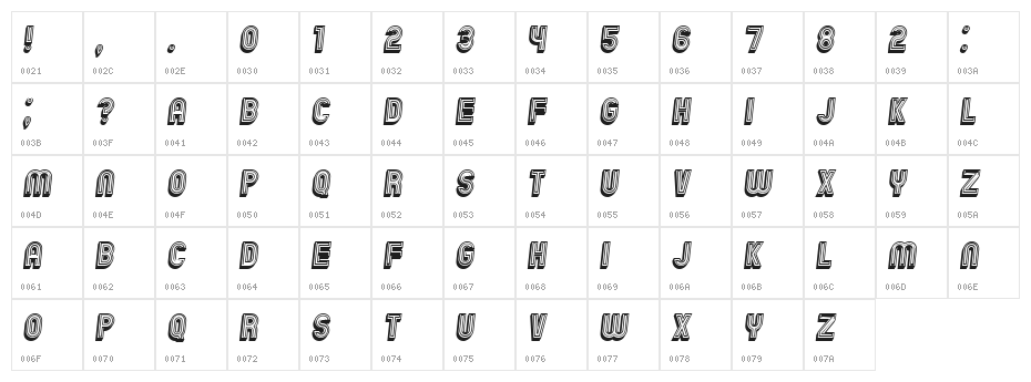 Chicago Bright Neon 3D Italic Character Map