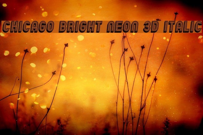 Chicago Bright Neon 3D Italic Fonte examples
