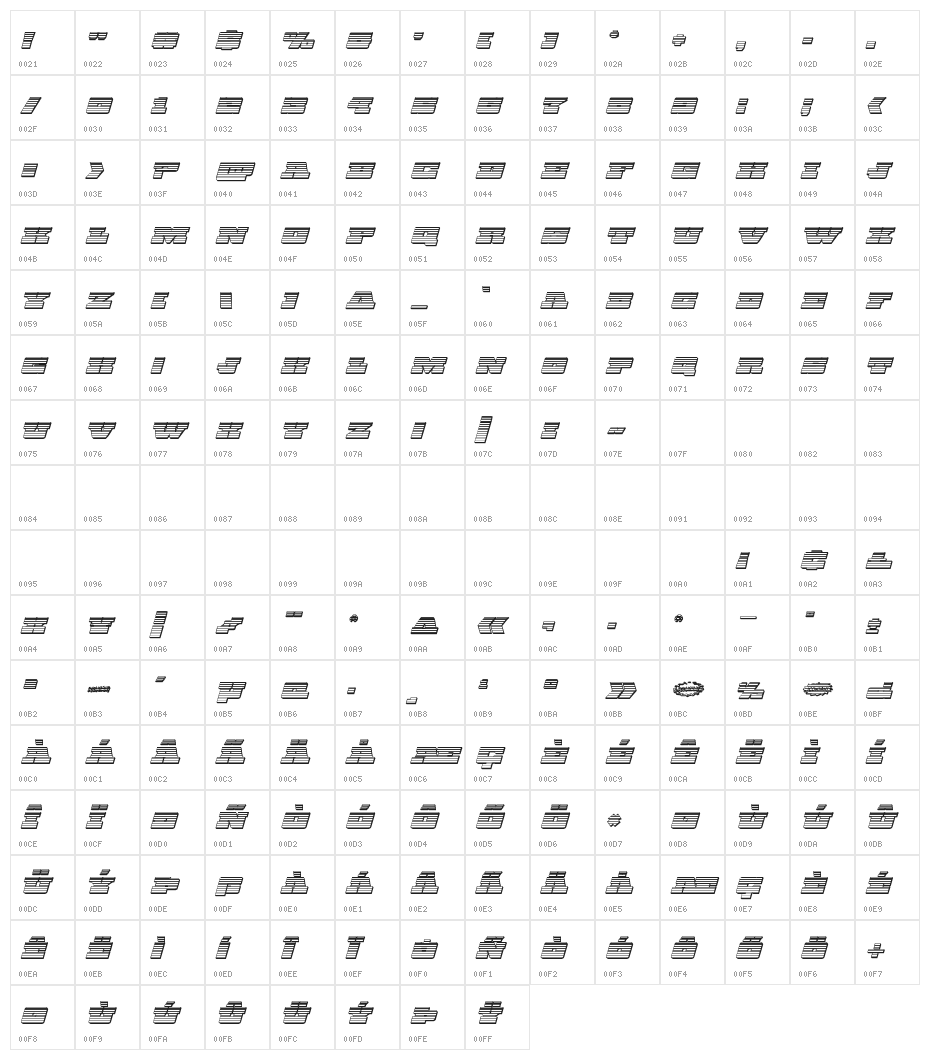 Chicago Express Chrome Italic Character Map