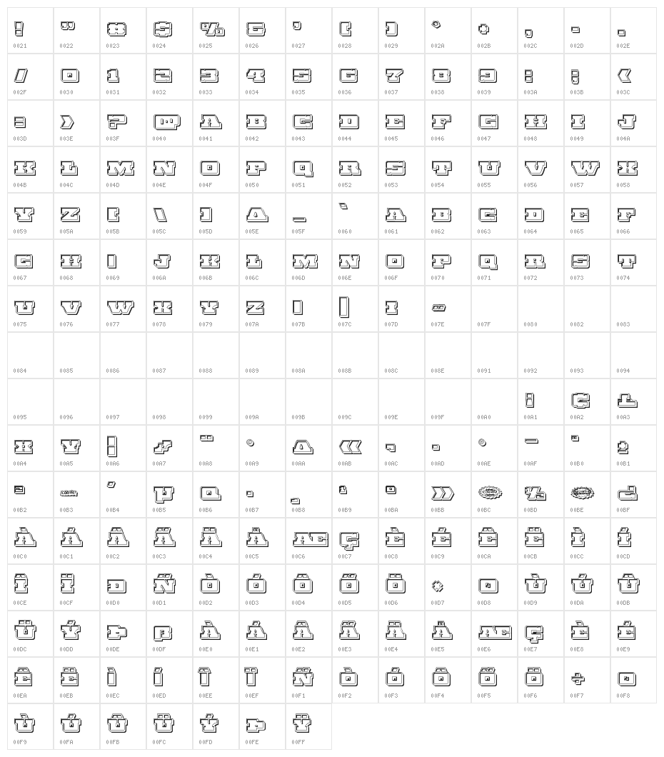 Chicago Express Engraved Character Map