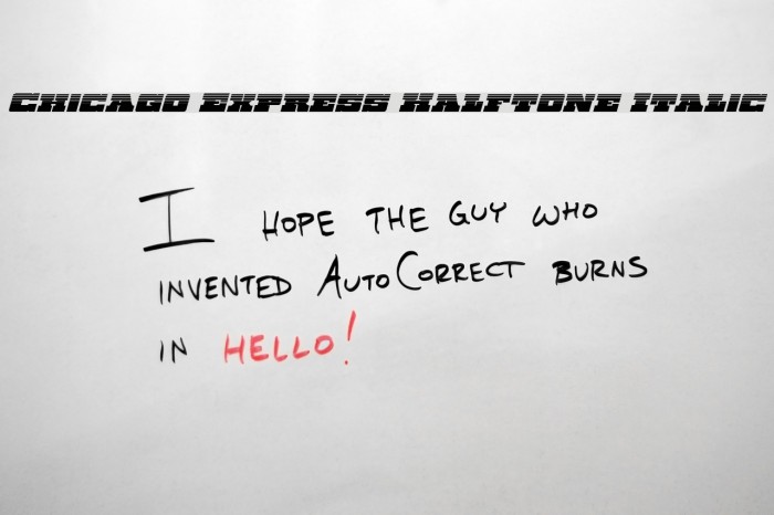 Chicago Express Halftone Italic Font examples