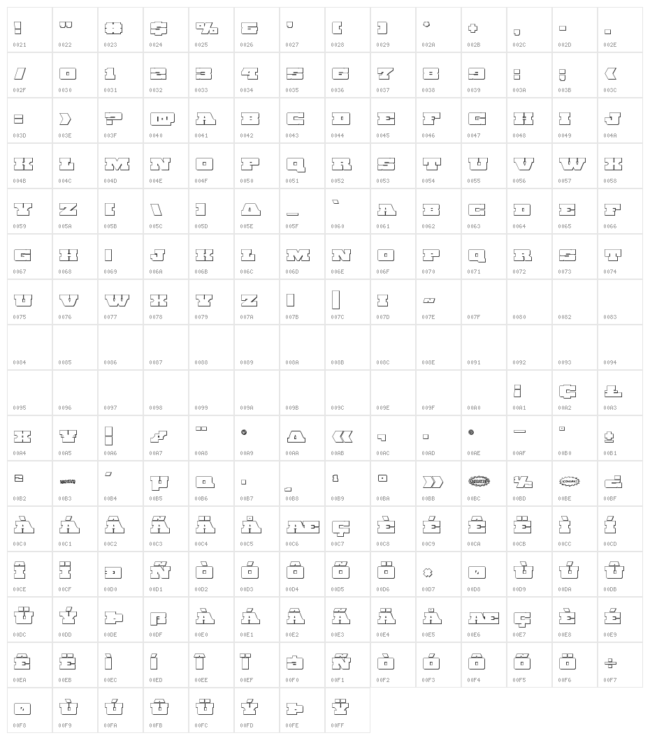 Chicago Express Outline Character Map