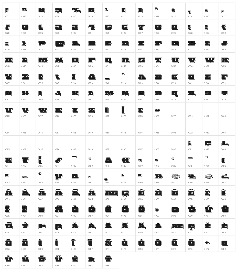 Chicago Express Punch Character Map