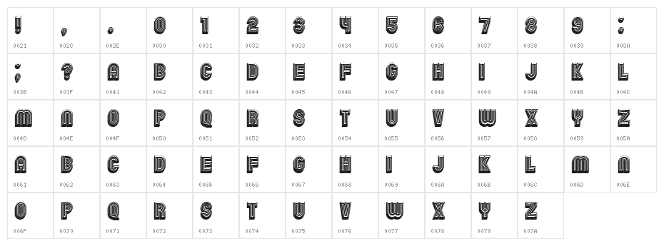 Chicago Neon 3D Regular Character Map