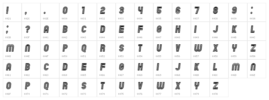 Chicago Neon Italic Character Map