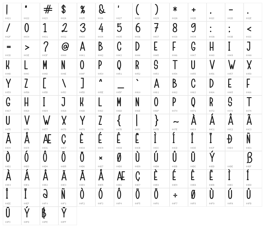 ChildaSans-Bold Character Map