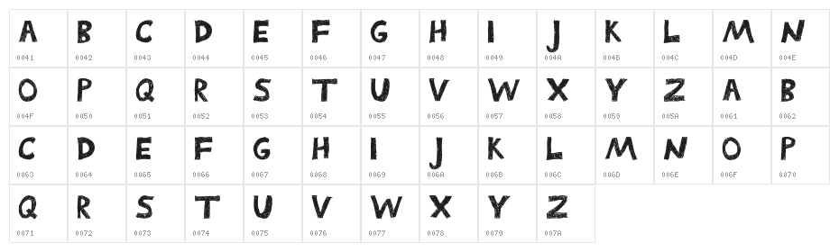 Childhood Bold Character Map