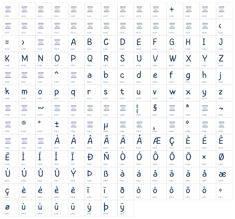 Childos Arabic DEMO Light Character Map