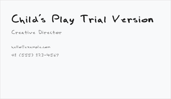 Child's Play Trial Version Business Card