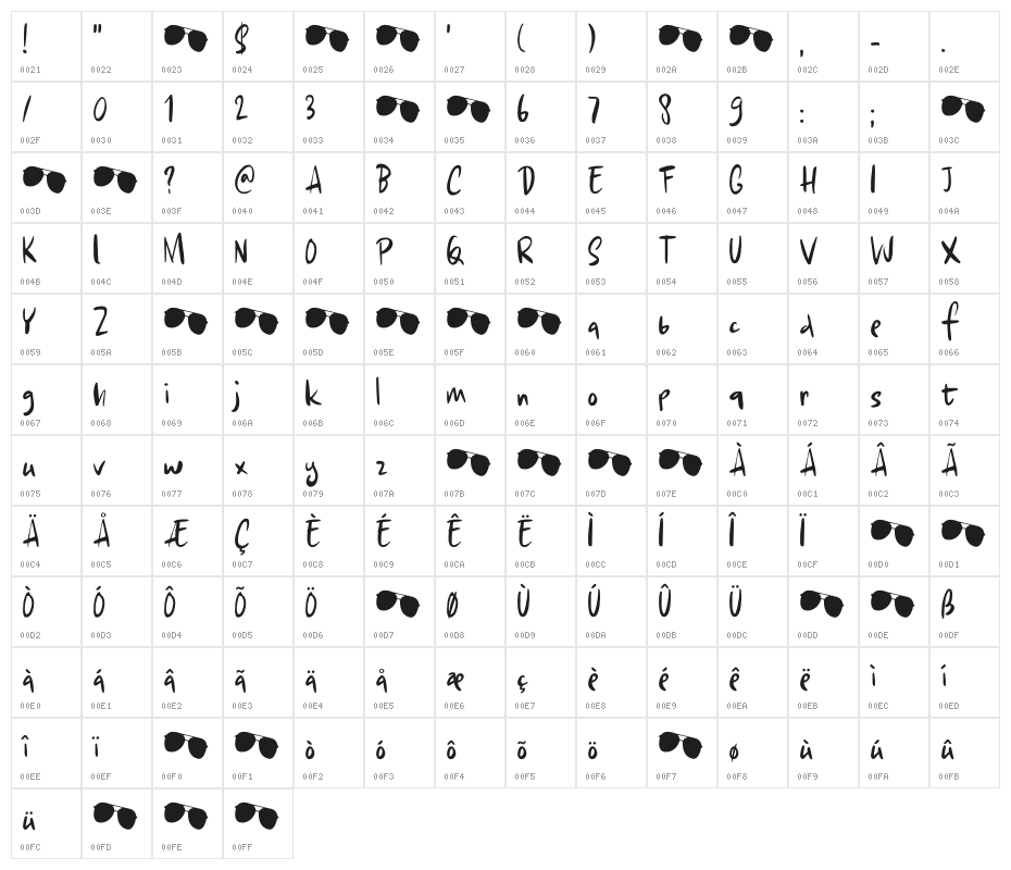 Chillerz DEMO Regular Character Map