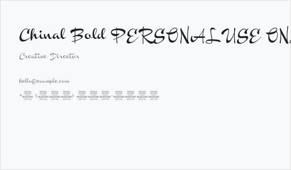 Chinal Bold PERSONAL USE ONLY Business Card