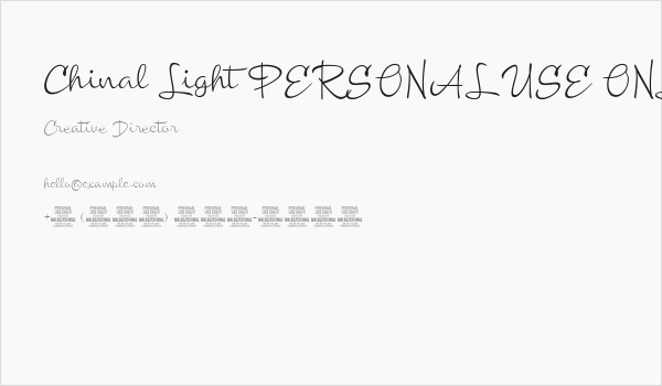 Chinal Light PERSONAL USE ONLY Business Card