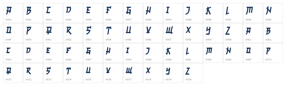 Chinese Brush Regular Character Map