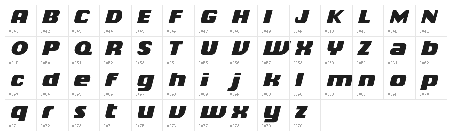 ChiqReduced-BlackItalic Character Map