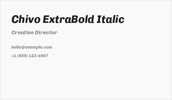 Chivo ExtraBold Italic Business Card