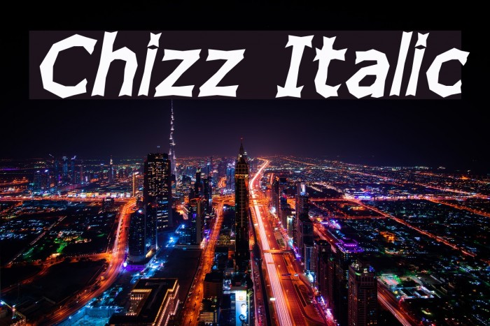 Chizz Italic Font examples