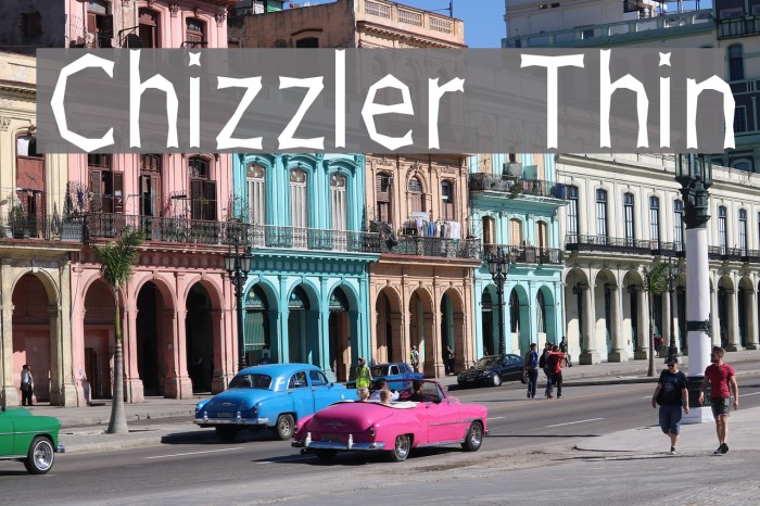 Chizzler Thin Font examples