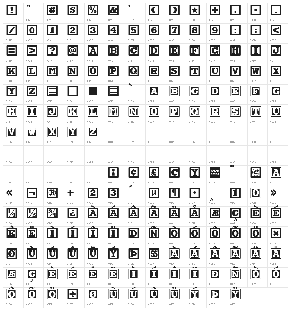 Chock A Block NF Character Map